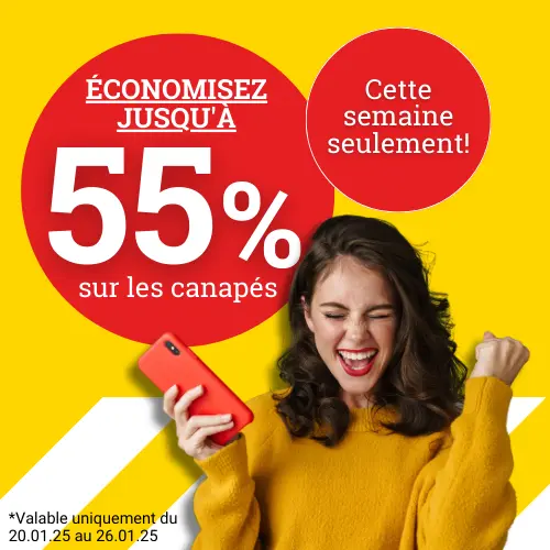 Seulement cette semaine ! Économisez jusqu'à 55% sur les canapés